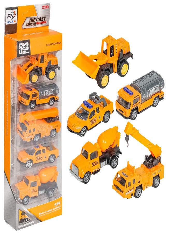 PN AVAN Die Cast Metal Pull Back Toy Vehicles Set, 1:64 Scale, 5 Pieces, Engineering Construction Vehicles Collection (Engineering Veicles) - Image 2